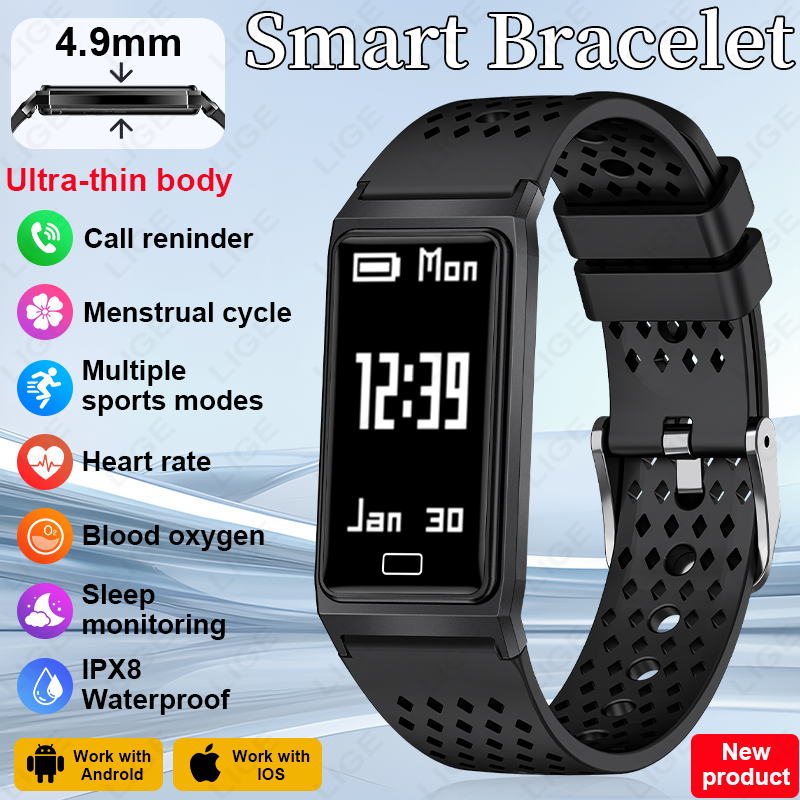 Smartwatch Slim Watches For Men - Pulseira Inteligente Ultra Fina de 4.9mm