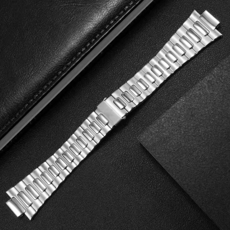 Patek Philippe Watch Nautilus - Pulseira convexa de aço inoxidável prateada,